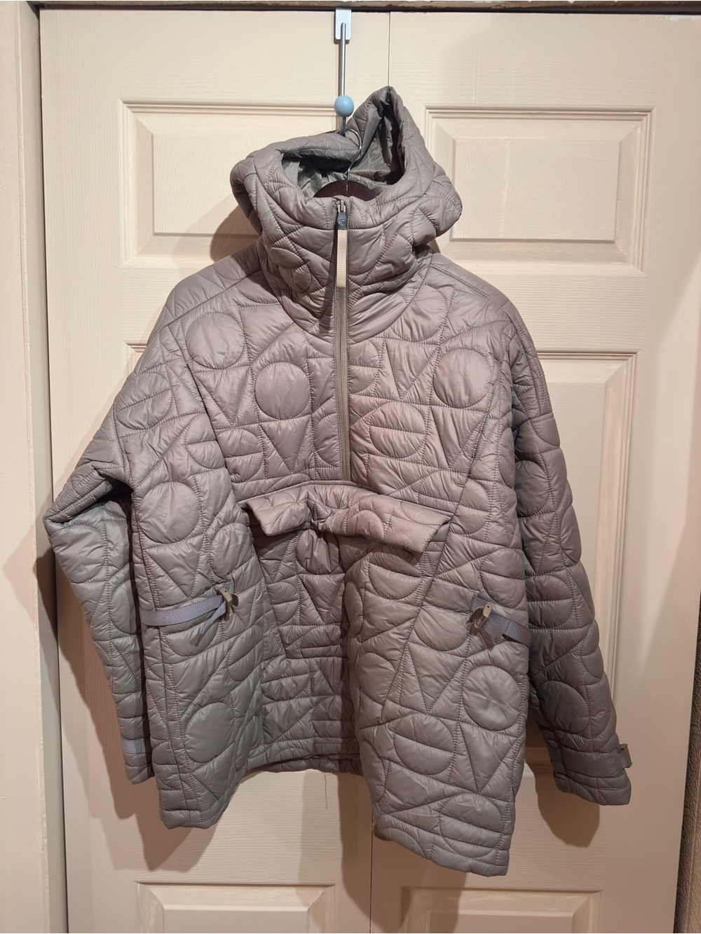 H&M Move Oversized Quilted Puffer Jacket XS Taupe Gray